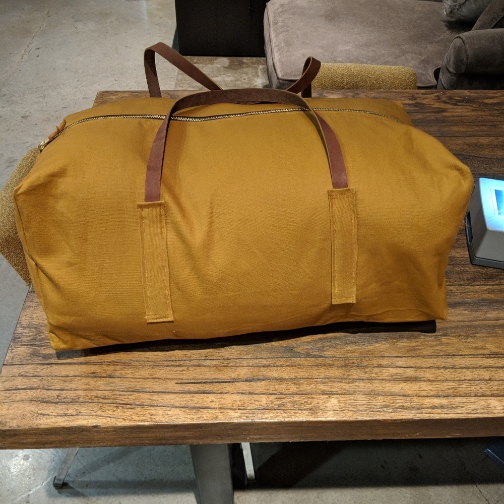 Waxed canvas weekender bag